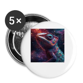 Chamäleon - Buttons groß 56 mm (5er Pack) - Weiß - Vorne