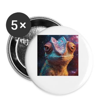 Chamäleon - Buttons groß 56 mm (5er Pack) - Weiß - Vorne
