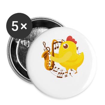 Saxophones Girl Chicken Saxophones - Buttons large 2.2''/56 mm (5-pack) - white - Front