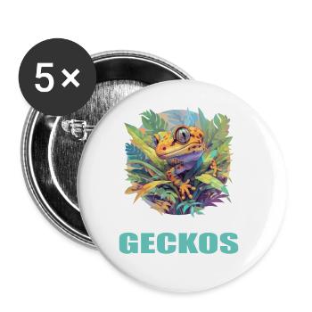 Geckos Gecko - Buttons groß 56 mm (5er Pack) - Weiß - Vorne
