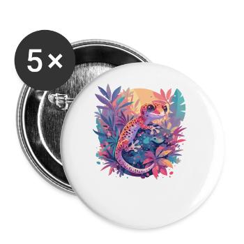 Geckos Gecko - Buttons groß 56 mm (5er Pack) - Weiß - Vorne