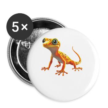 Geckos Gecko - Buttons groß 56 mm (5er Pack) - Weiß - Vorne