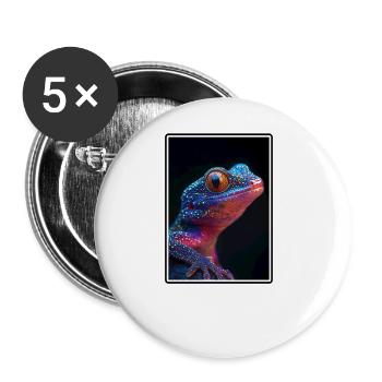 Geckos Gecko - Buttons groß 56 mm (5er Pack) - Weiß - Vorne