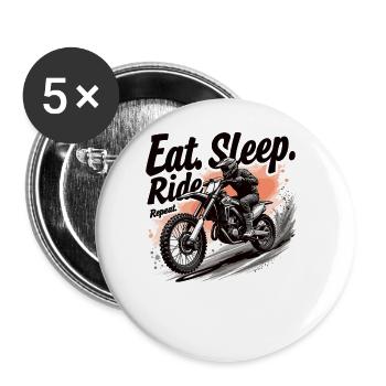 Motocross Eat Sleep Ride Repeat - Buttons large 2.2''/56 mm (5-pack) - white - Front