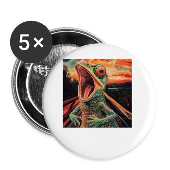 Chamäleon - Buttons groß 56 mm (5er Pack) - Weiß - Vorne