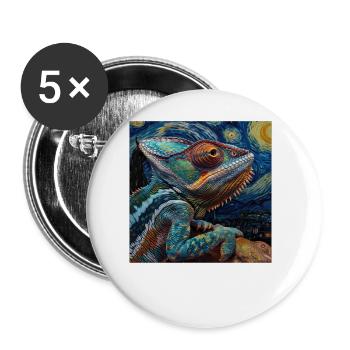 Chamäleon - Buttons groß 56 mm (5er Pack) - Weiß - Vorne
