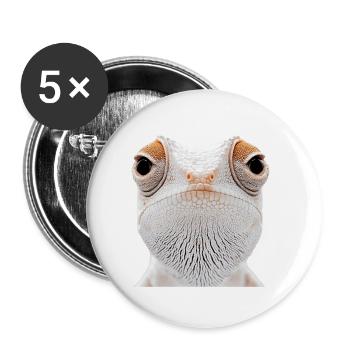 Chamäleon - Buttons groß 56 mm (5er Pack) - Weiß - Vorne