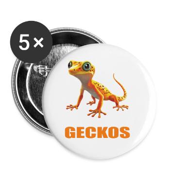 Geckos Gecko - Buttons groß 56 mm (5er Pack) - Weiß - Vorne