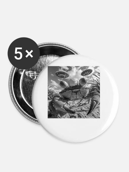 Krabbe - Buttons groß 56 mm (5er Pack) - Weiß