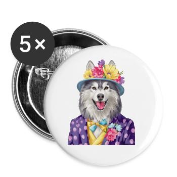 Alaskan Malamute - Buttons groß 56 mm (5er Pack) - Weiß - Vorne