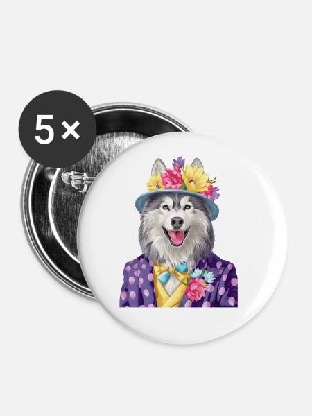 Alaskan Malamute - Buttons groß 56 mm (5er Pack) - Weiß