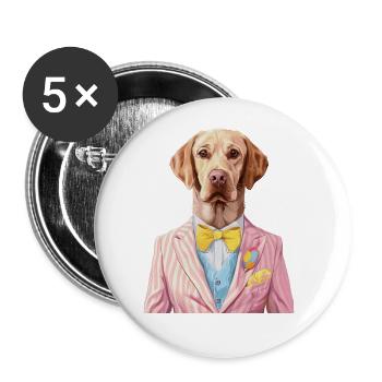 Labrador Retriever - Buttons groß 56 mm (5er Pack) - Weiß - Vorne