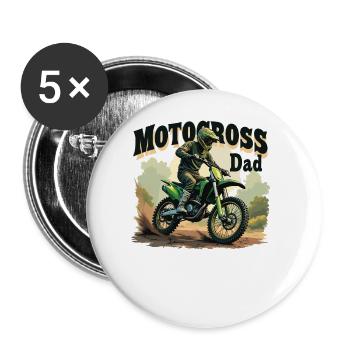 Motocross Dad – Actionreiches Design für Väter - Buttons groß 56 mm (5er Pack) - Weiß - Vorne