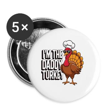 Papa Dinde Thanksgiving - Lot de 5 grands badges (56 mm) - blanc - Devant