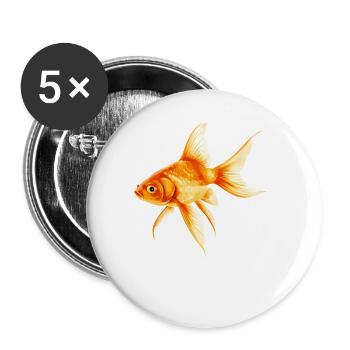 poisson rouge - Lot de 5 grands badges (56 mm) - blanc - Devant