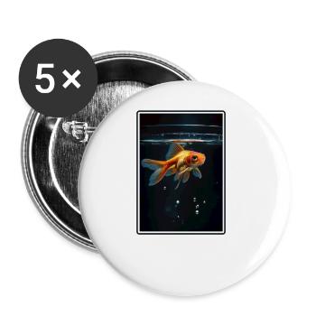 poisson rouge - Lot de 5 grands badges (56 mm) - blanc - Devant