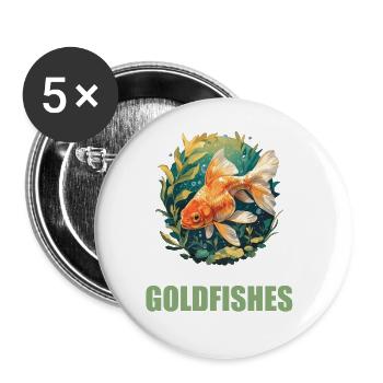 poisson rouge - Lot de 5 grands badges (56 mm) - blanc - Devant