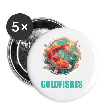 poisson rouge - Lot de 5 grands badges (56 mm) - blanc - Devant