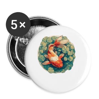 poisson rouge - Lot de 5 grands badges (56 mm) - blanc - Devant