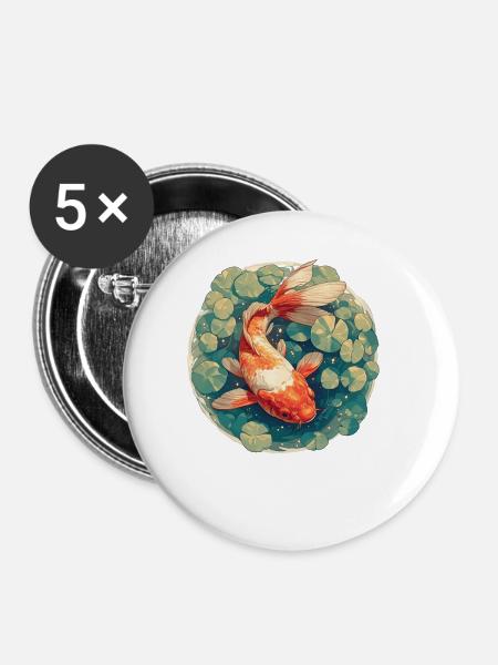 Goldfische Goldfisch - Buttons groß 56 mm (5er Pack) - Weiß