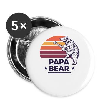 Papa Bear – Retro Design for Bear Lovers - Buttons large 2.2''/56 mm (5-pack) - white - Front