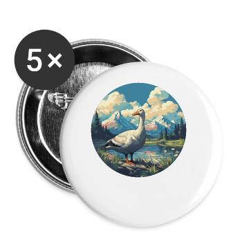 Gänse Gans - Buttons groß 56 mm (5er Pack) - Weiß - Vorne