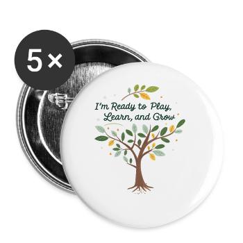 Learning and growing through play – children's motif design - Buttons large 2.2''/56 mm (5-pack) - white - Front