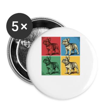 French Bulldog Pop Art Design - Buttons large 2.2''/56 mm (5-pack) - white - Front