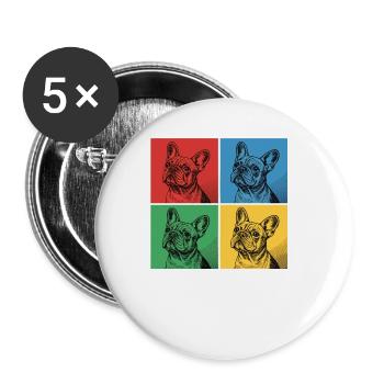 French Bulldog Pop Art Design - Buttons large 2.2''/56 mm (5-pack) - white - Front