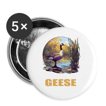 geese goose - Buttons large 2.2''/56 mm (5-pack) - white - Front