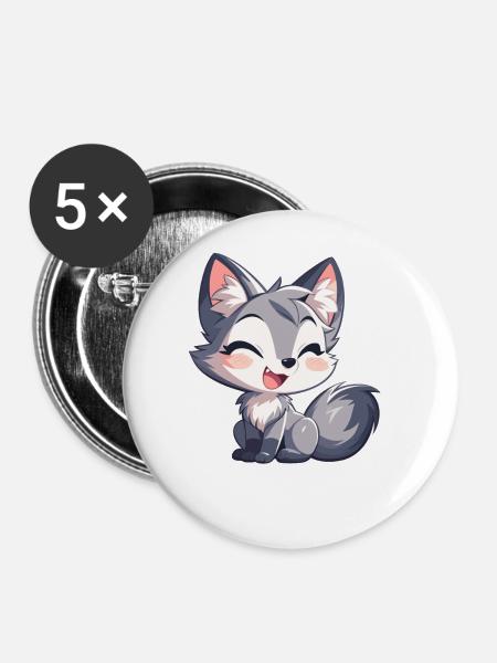 Graufüchse Graufuchs - Buttons groß 56 mm (5er Pack) - Weiß