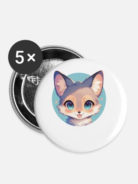 Graufüchse Graufuchs - Buttons groß 56 mm (5er Pack) - Weiß