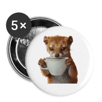 Hermelin Kaffee - Buttons groß 56 mm (5er Pack) - Weiß - Vorne