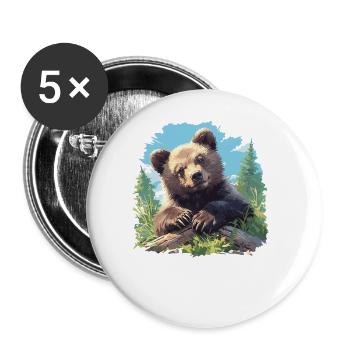 grizzly bears Grizzly bear - Buttons large 2.2''/56 mm (5-pack) - white - Front