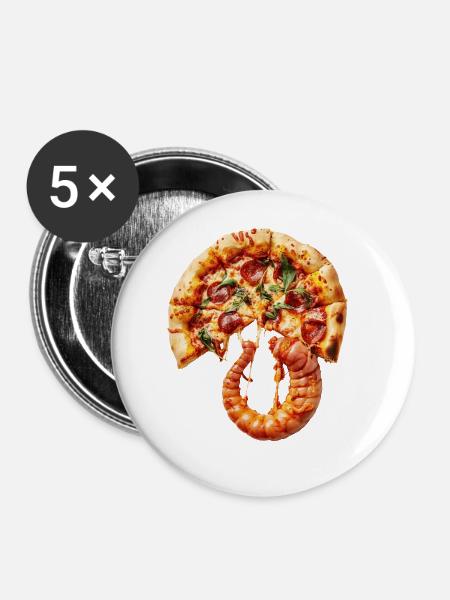 Wurm - Buttons groß 56 mm (5er Pack) - Weiß