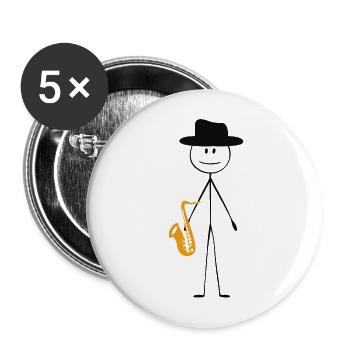 Saxophone Saxophone Guy - Buttons large 2.2''/56 mm (5-pack) - white - Front
