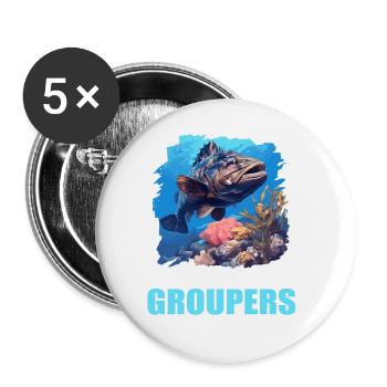 mérou mérou - Lot de 5 grands badges (56 mm) - blanc - Devant