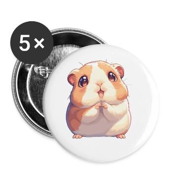 Cobaye - Lot de 5 grands badges (56 mm) - blanc - Devant