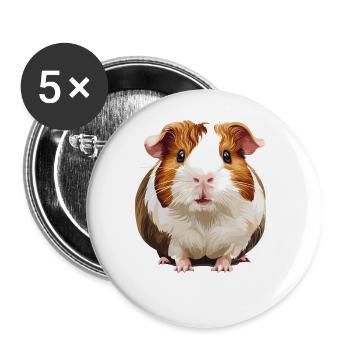Meerschweinchen - Buttons groß 56 mm (5er Pack) - Weiß - Vorne