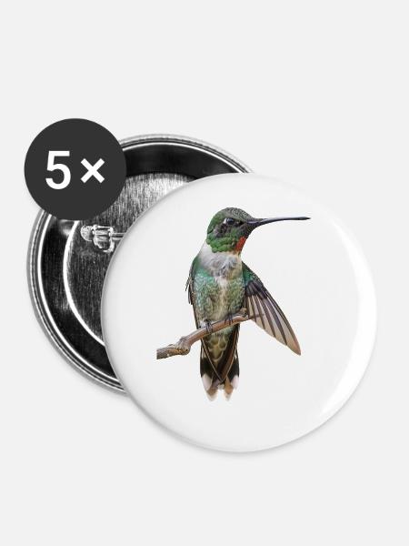 Kolibri - Buttons groß 56 mm (5er Pack) - Weiß