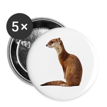 Hermelin - Buttons groß 56 mm (5er Pack) - Weiß - Vorne