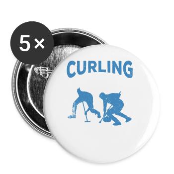 Curling Sport Curling - Lot de 5 grands badges (56 mm) - blanc - Devant