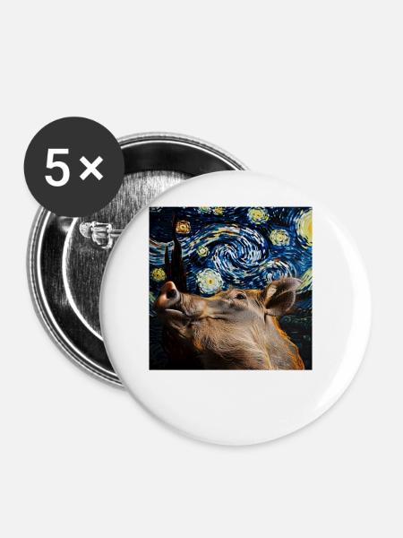 Warzenschwein - Buttons groß 56 mm (5er Pack) - Weiß