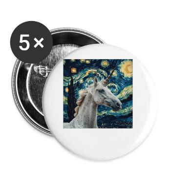 Einhorn - Buttons groß 56 mm (5er Pack) - Weiß - Vorne