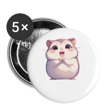 Hamster - Buttons groß 56 mm (5er Pack) - Weiß - Vorne