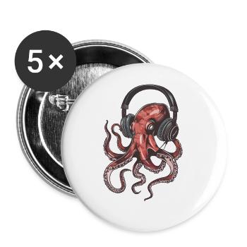 Tintenfisch - Buttons groß 56 mm (5er Pack) - Weiß - Vorne