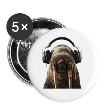 Walross - Buttons groß 56 mm (5er Pack) - Weiß - Vorne