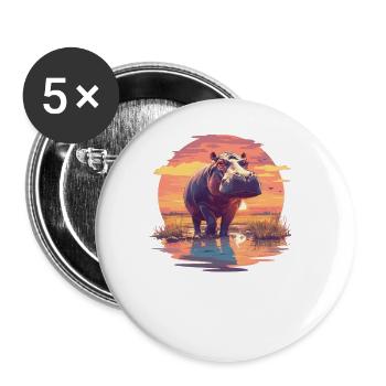 Hippopotamus Hippopotamus - Buttons large 2.2''/56 mm (5-pack) - white - Front