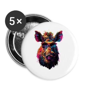 Warzenschwein - Buttons groß 56 mm (5er Pack) - Weiß - Vorne
