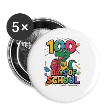 100th Day Of School 100 Day Of School Kids - Buttons large 2.2''/56 mm (5-pack) - white - Front